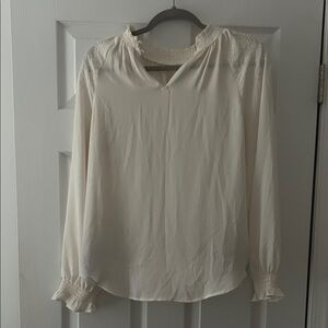 LOFT Cream Long Sleeve Blouse